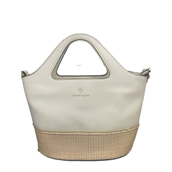 Nanette Lepore Handbag Smooth Vegan Leather Hand/Shoulder Bag Straw/Cream - Picture 7 of 7